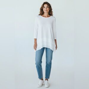 white Habitat long-sleeved layered tunic top Soft Cotton Jersey L